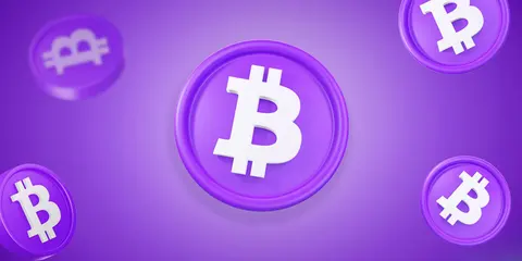 Stack of purple 3D crypto coins