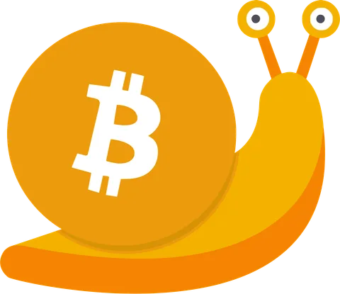 Snail carrying a Bitcoin coin as its shell
