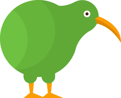 Cartoon kiwi bird in green